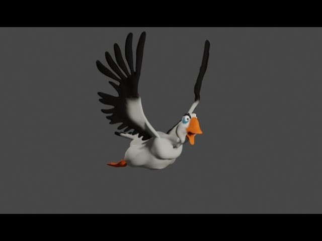 Графика: BLENDER 2.91 Борис (Boris)-гусь, первый полет анимация - видео
