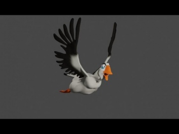 Графика: BLENDER 2.91 Борис (Boris)-гусь, первый полет анимация - видео